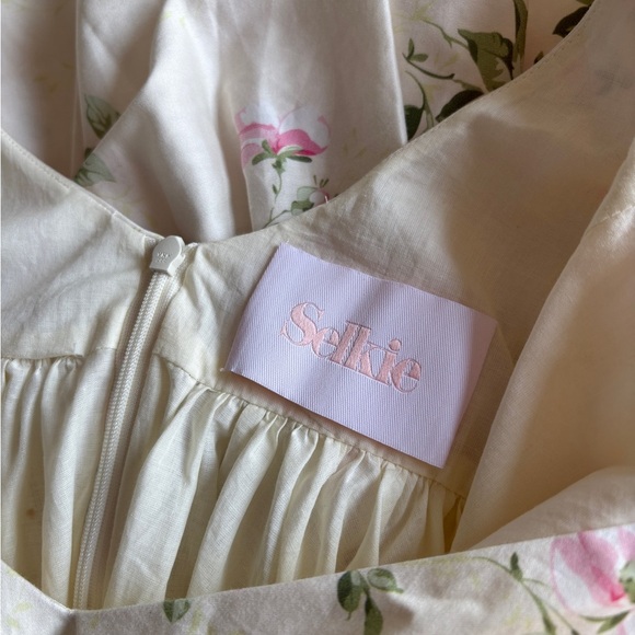NEW Selkie Summer Home Girls Night Out Mini Ruffle Dress Pink Cream Floral | XS - Picture 12 of 15